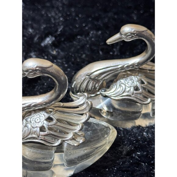 Vintage  Godinger Crystal Sterling Silvet Salt Cellar Articulated Wings Set Of 2 - Picture 8 of 12